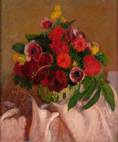 Gemischte Blumen auf rosa Tuch von Roderic OConor